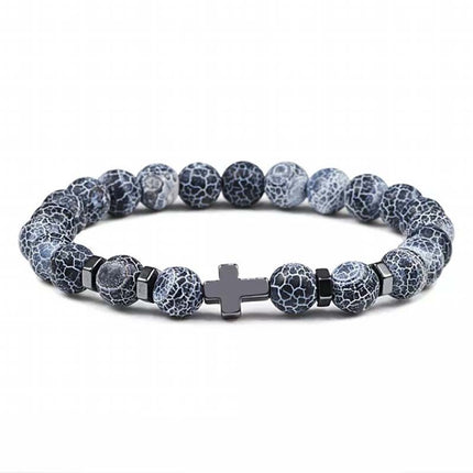 Natural Stone Cross Beaded Bracelet