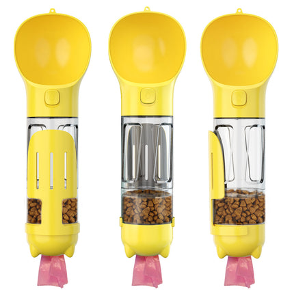 300 - 500ml Portable Multifunction Dog Water Bottle Food Feeder For Big Dogs 3 In 1 Poop Dispenser Puppy Pet Travel Drinking Bowls