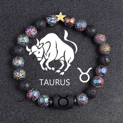 European And American Twelve Constellation Natural Stone Beaded Bracelet