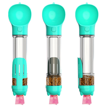300 - 500ml Portable Multifunction Dog Water Bottle Food Feeder For Big Dogs 3 In 1 Poop Dispenser Puppy Pet Travel Drinking Bowls