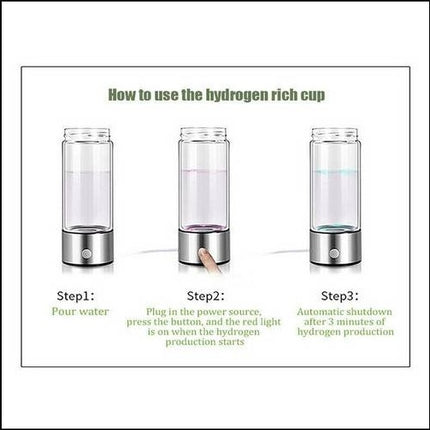 Hydrogen Rich 420ML Portable Water Glass Bottle Alkaline Generator Ionizer USB