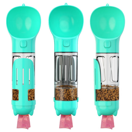 300 - 500ml Portable Multifunction Dog Water Bottle Food Feeder For Big Dogs 3 In 1 Poop Dispenser Puppy Pet Travel Drinking Bowls