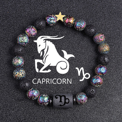 European And American Twelve Constellation Natural Stone Beaded Bracelet
