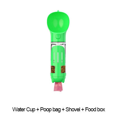 300 - 500ml Portable Multifunction Dog Water Bottle Food Feeder For Big Dogs 3 In 1 Poop Dispenser Puppy Pet Travel Drinking Bowls