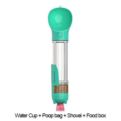 300 - 500ml Portable Multifunction Dog Water Bottle Food Feeder For Big Dogs 3 In 1 Poop Dispenser Puppy Pet Travel Drinking Bowls