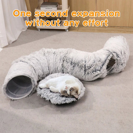 Pet puppy rabbit tunnel bed for indoor cat toys multifunctional cat cave suitable for small, medium, large (Gray)