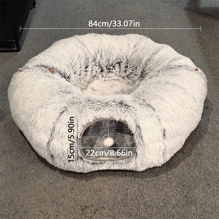 Pet puppy rabbit tunnel bed for indoor cat toys multifunctional cat cave suitable for small, medium, large (Gray)