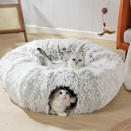 Pet puppy rabbit tunnel bed for indoor cat toys multifunctional cat cave suitable for small, medium, large (Gray)