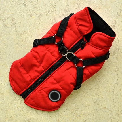 Waterproof Dog Clothes Winter Dog Coat With Harness Warm Pet Clothing Big Dog Jacket Chihuahua Labrador Bulldog Coat Costume