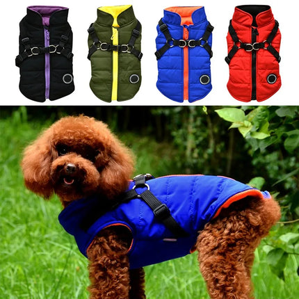 Waterproof Dog Clothes Winter Dog Coat With Harness Warm Pet Clothing Big Dog Jacket Chihuahua Labrador Bulldog Coat Costume
