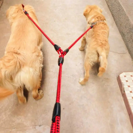 2 Way Braided Nylon Dual Dog Leash Double Leash Rope Strong Pet Leash Walking Running Leads For Couplers With Soft Padded Handle