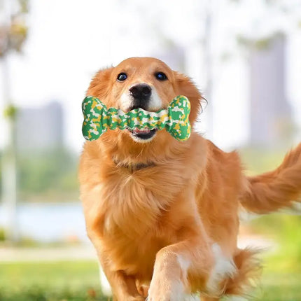 Rubber Bone Dog Toys Funny Bite-resistant Bone-shaped Balls Chewing Interactive Fetch Throw Toys Vibrant Colors Teeth Cleaning