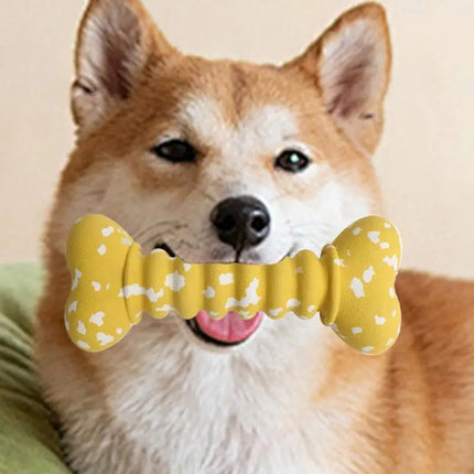 Rubber Bone Dog Toys Funny Bite-resistant Bone-shaped Balls Chewing Interactive Fetch Throw Toys Vibrant Colors Teeth Cleaning