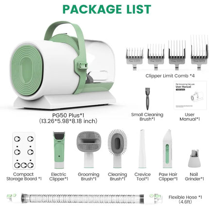 Grooming Vacuum, Grooming Kit, Clipper Nail Trimmer Grinder, 2.5L Dust Cup 7 Grooming Tools 11000Pa Vacuum