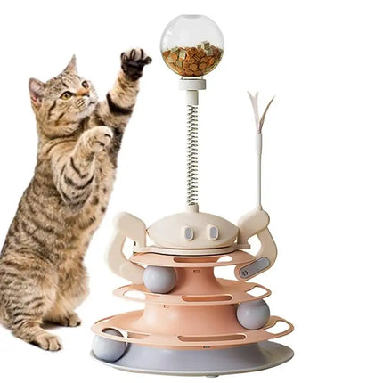 Cat Ball Track Toy Interactive Cat Track Toy with Feather Funny Kitten Fun Exercise Puzzle Stable Exercise Puzzle Kitten Toys