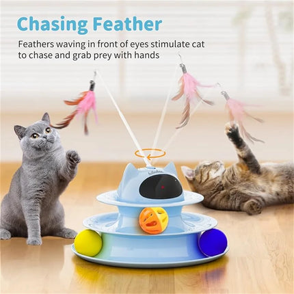 Interactive cat toy, 5-in-1 automatic cat toy, suitable for indoor cats, rechargeable hide-and-seek toy, with PVC shell