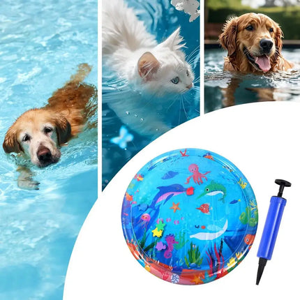 Cat Play water Mat Inflatable Play Water Pad Bed Cooling Pad Interactive Toys Thickened Mat with Pump Pet Supplies for Indoor