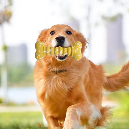 Rubber Bone Dog Toys Funny Bite-resistant Bone-shaped Balls Chewing Interactive Fetch Throw Toys Vibrant Colors Teeth Cleaning