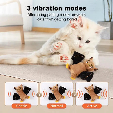 Interactive Bat Cat Toys Soft Kitten Teething Toys USB Charging Electric Cat Chew Toy Funny Bat Shaped Sound Making Toy Pet