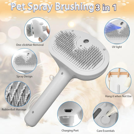 Steam Cat Brush,  Pet Hair Cleaning Misting CombCat Brushes for Indoor Cats,  Cat Hair Brush Cat Grooming Deshedding Brush