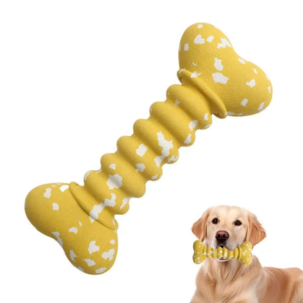 Rubber Bone Dog Toys Funny Bite-resistant Bone-shaped Balls Chewing Interactive Fetch Throw Toys Vibrant Colors Teeth Cleaning