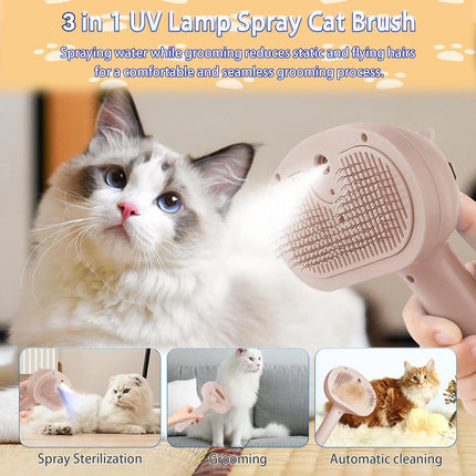 Steam Cat Brush,  Pet Hair Cleaning Misting CombCat Brushes for Indoor Cats,  Cat Hair Brush Cat Grooming Deshedding Brush
