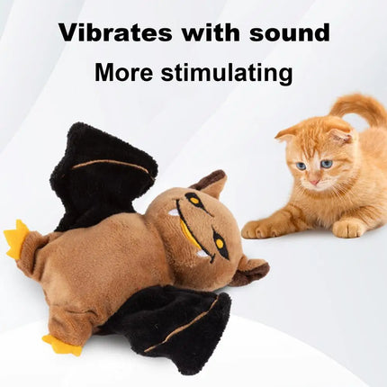 Interactive Bat Cat Toys Soft Kitten Teething Toys USB Charging Electric Cat Chew Toy Funny Bat Shaped Sound Making Toy Pet