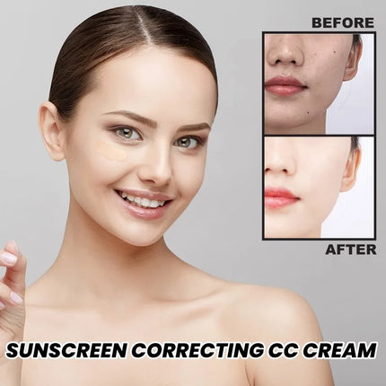 CC+ Cream Foundation Full cover Color Correcting Cream No Creasing Hydrating Serum & SPF50+ Sunscreen lightweight Natural Makeup