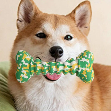 Rubber Bone Dog Toys Funny Bite-resistant Bone-shaped Balls Chewing Interactive Fetch Throw Toys Vibrant Colors Teeth Cleaning