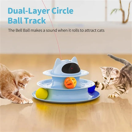 Interactive cat toy, 5-in-1 automatic cat toy, suitable for indoor cats, rechargeable hide-and-seek toy, with PVC shell