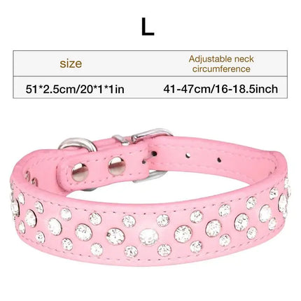 Pet Rhinestone Collar Three Rows Bling PU Leather Dog Collar Pet Dog Cat Puppy Collar Adjustable Dog Collars For Pets Dogs Cats