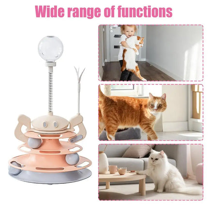 Cat Ball Track Toy Interactive Cat Track Toy with Feather Funny Kitten Fun Exercise Puzzle Stable Exercise Puzzle Kitten Toys