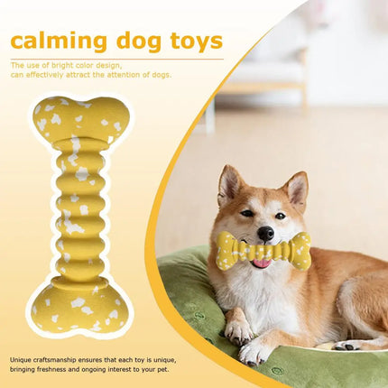 Rubber Bone Dog Toys Funny Bite-resistant Bone-shaped Balls Chewing Interactive Fetch Throw Toys Vibrant Colors Teeth Cleaning