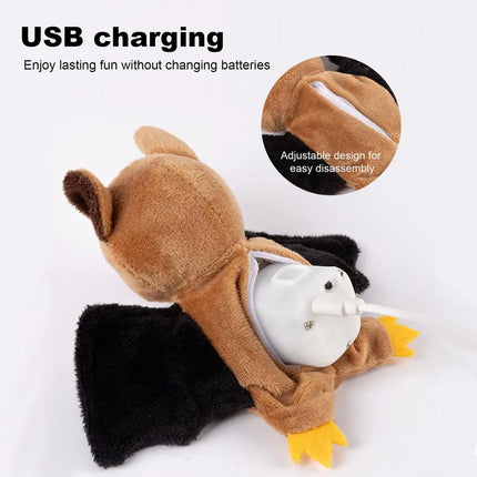 Interactive Bat Cat Toys Soft Kitten Teething Toys USB Charging Electric Cat Chew Toy Funny Bat Shaped Sound Making Toy Pet