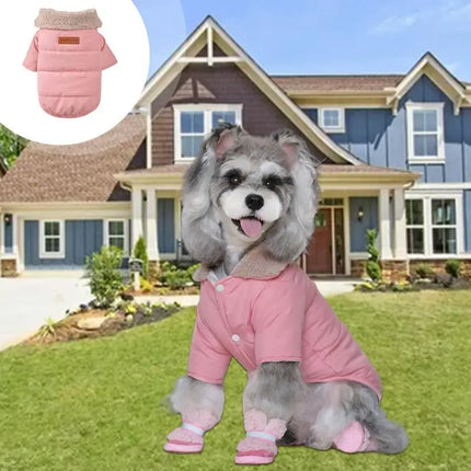 Pet Clothes Pet Warm Windproof Jacket Fashionable Collar Design Two-Legged Jacket Pet Costumes Dog Cold Weather Coats For