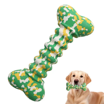 Rubber Bone Dog Toys Funny Bite-resistant Bone-shaped Balls Chewing Interactive Fetch Throw Toys Vibrant Colors Teeth Cleaning