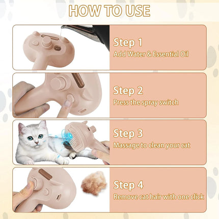 Steam Cat Brush,  Pet Hair Cleaning Misting CombCat Brushes for Indoor Cats,  Cat Hair Brush Cat Grooming Deshedding Brush