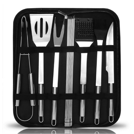 9pcs Stainless Steel Bbq Tool Set Grilling Accessories Utensils With Oxford Packing Bag