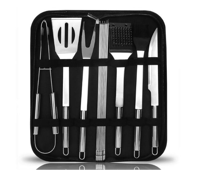 9pcs Stainless Steel Bbq Tool Set Grilling Accessories Utensils With Oxford Packing Bag