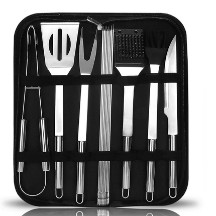 9pcs Stainless Steel Bbq Tool Set Grilling Accessories Utensils With Oxford Packing Bag
