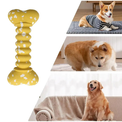 Rubber Bone Dog Toys Funny Bite-resistant Bone-shaped Balls Chewing Interactive Fetch Throw Toys Vibrant Colors Teeth Cleaning
