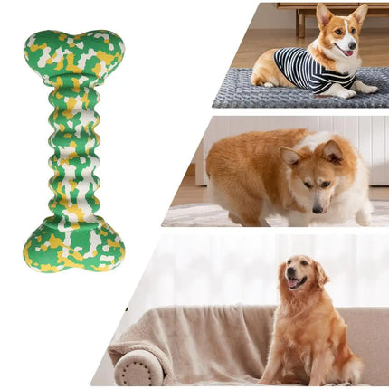 Rubber Bone Dog Toys Funny Bite-resistant Bone-shaped Balls Chewing Interactive Fetch Throw Toys Vibrant Colors Teeth Cleaning