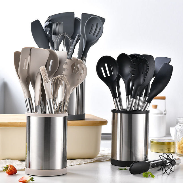 12pcs/ Set Kitchen  Cooking Tools Non Stick Heat Resistant Cooking Soup Spatula Shovel Silicone Kitchenware