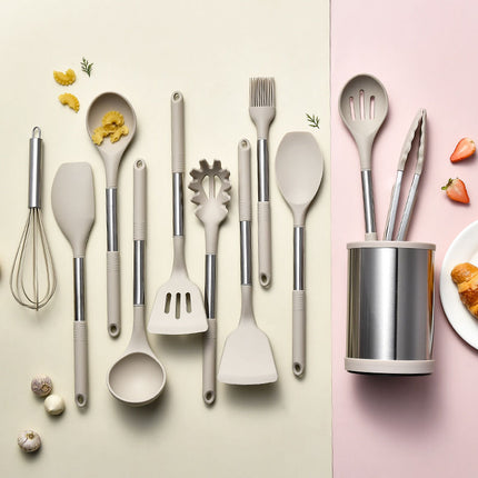 12pcs/ Set Kitchen  Cooking Tools Non Stick Heat Resistant Cooking Soup Spatula Shovel Silicone Kitchenware
