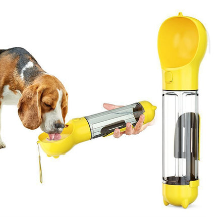 300 - 500ml Portable Multifunction Dog Water Bottle Food Feeder For Big Dogs 3 In 1 Poop Dispenser Puppy Pet Travel Drinking Bowls