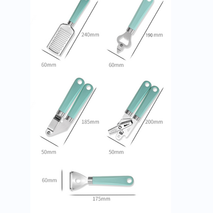 Plastic handle stainless steel kitchen gadget 9 piece set