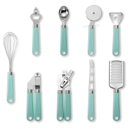 Plastic handle stainless steel kitchen gadget 9 piece set